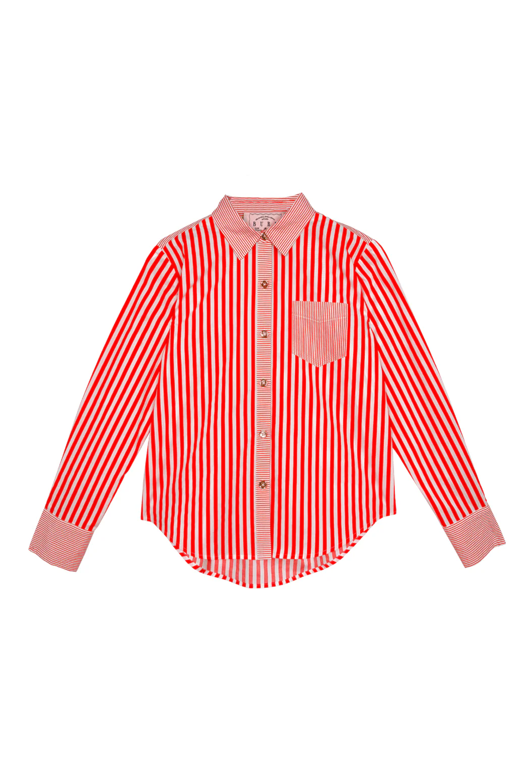 Mel Mixed Button Down Shirt - Tangerine Stripe - BURU