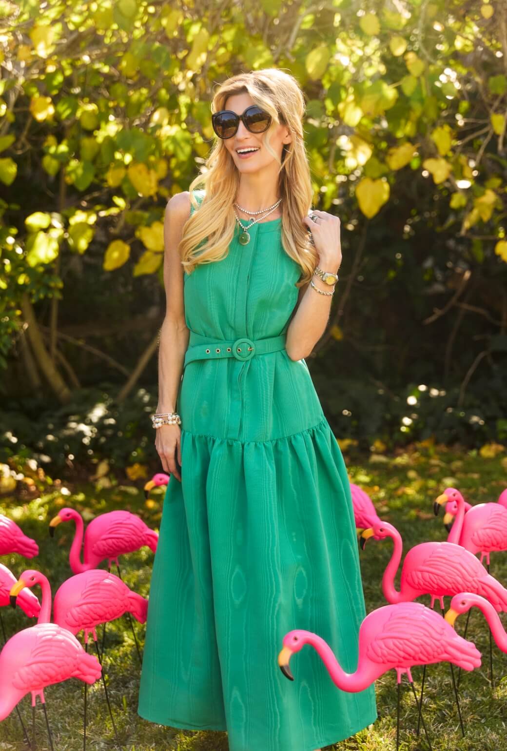 The Drop Waist Gown - Green Moiré - BURU