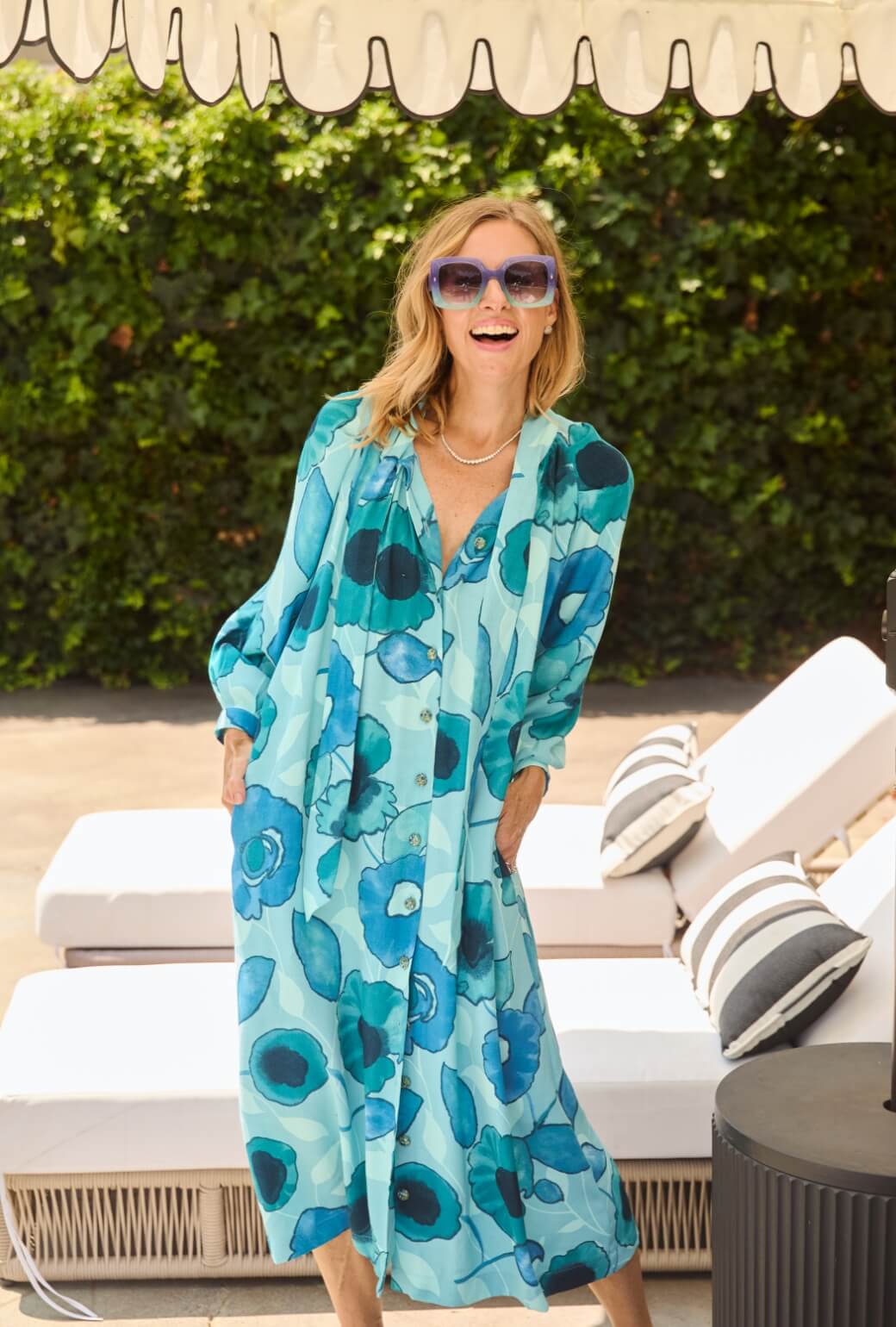 Bow Housecoat - Aquamarine - BURU