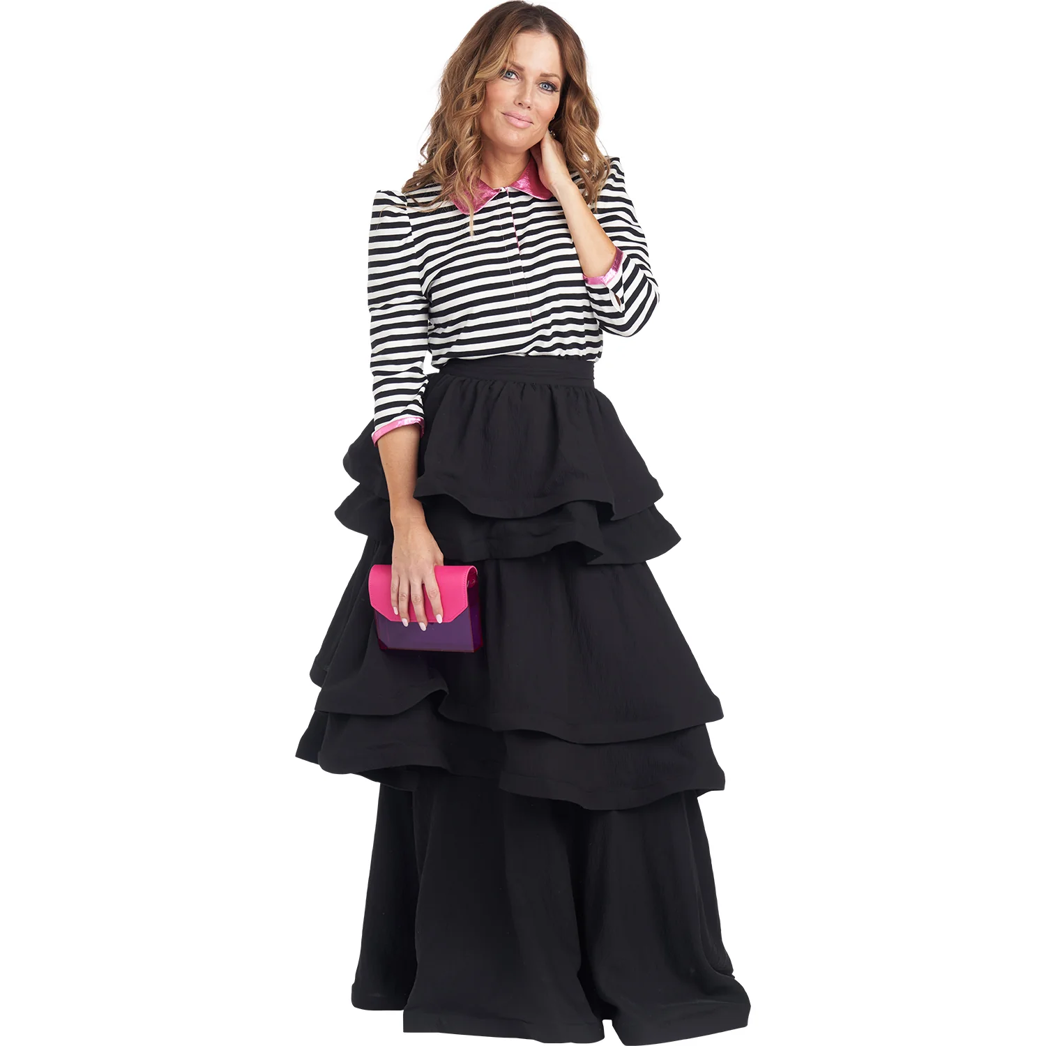 Teagan Tiered Skirt - Black - BURU