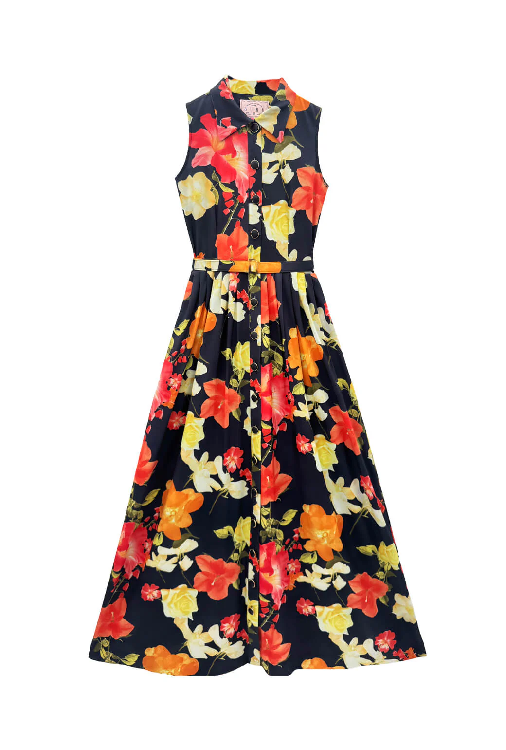 Sleeveless Shirtdress MAXI - Hibiscus - BURU