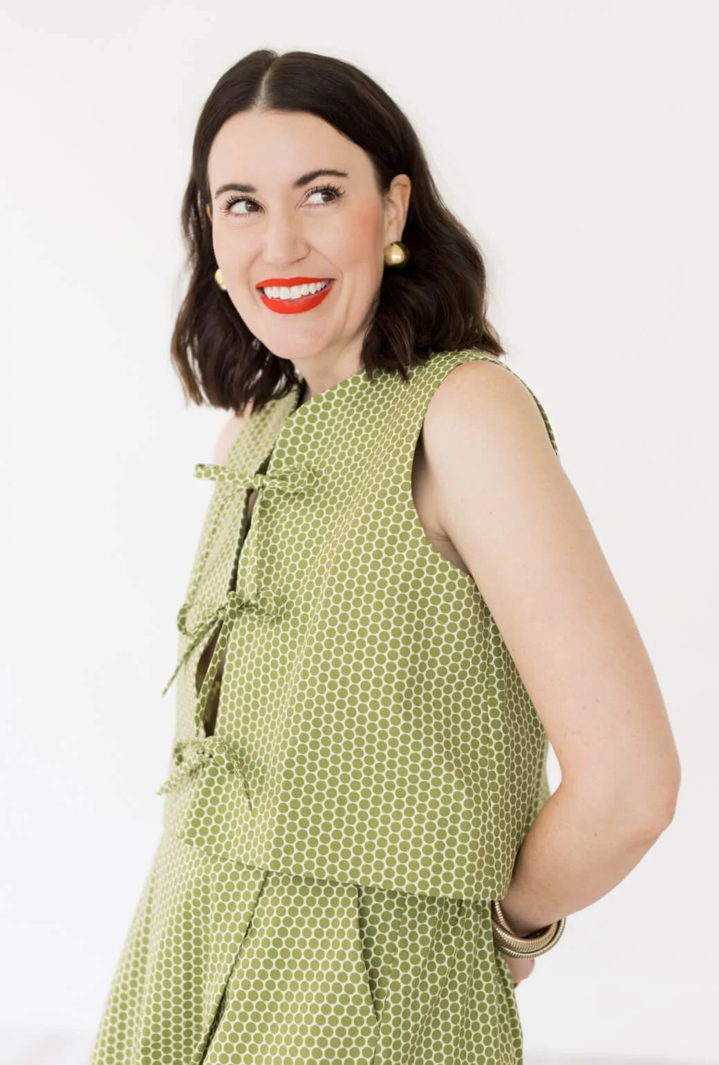 Buru x Val The Fife Vest - Green Polka Dot - BURU