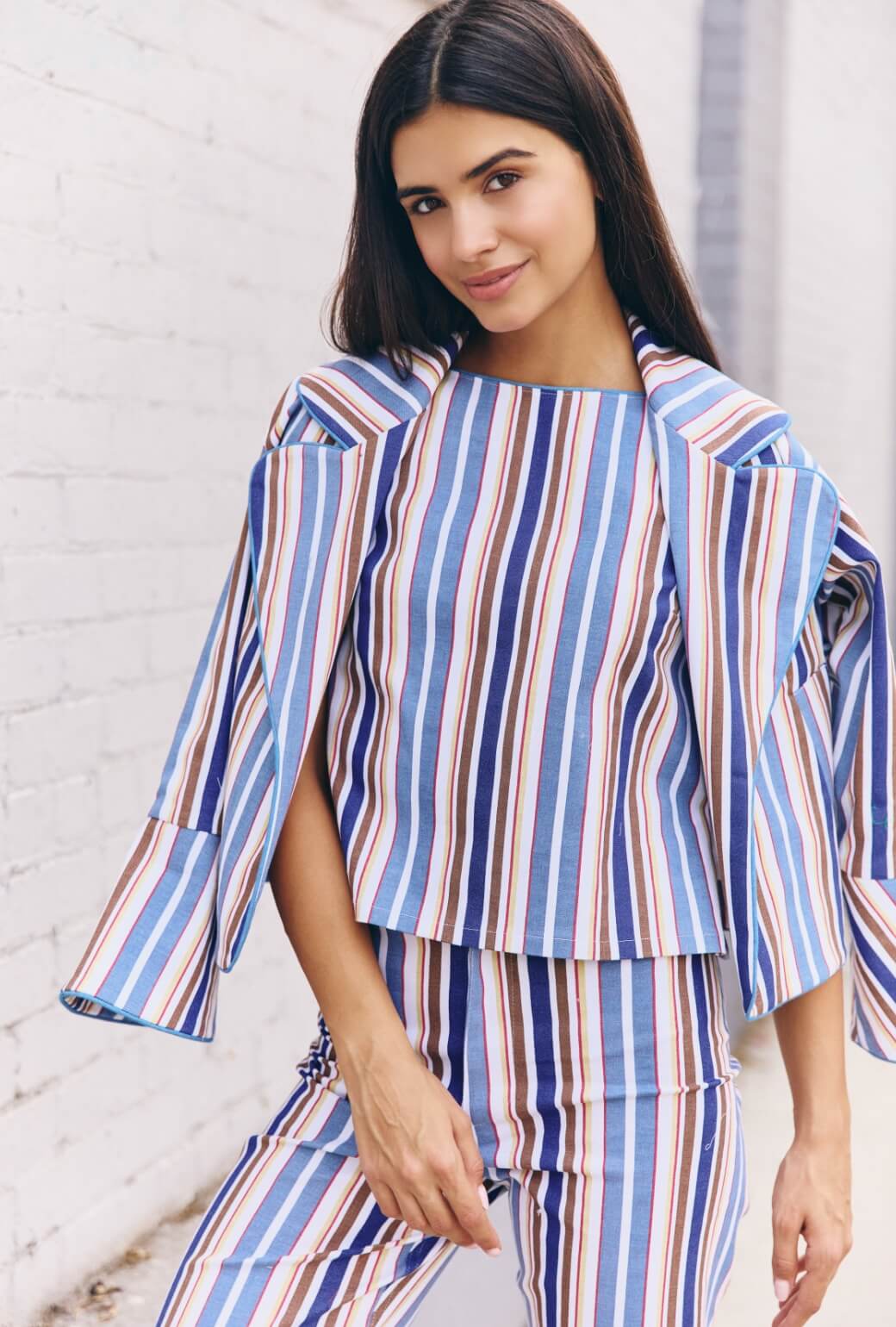 The Farrow Top - Brown Stripe Twill - BURU