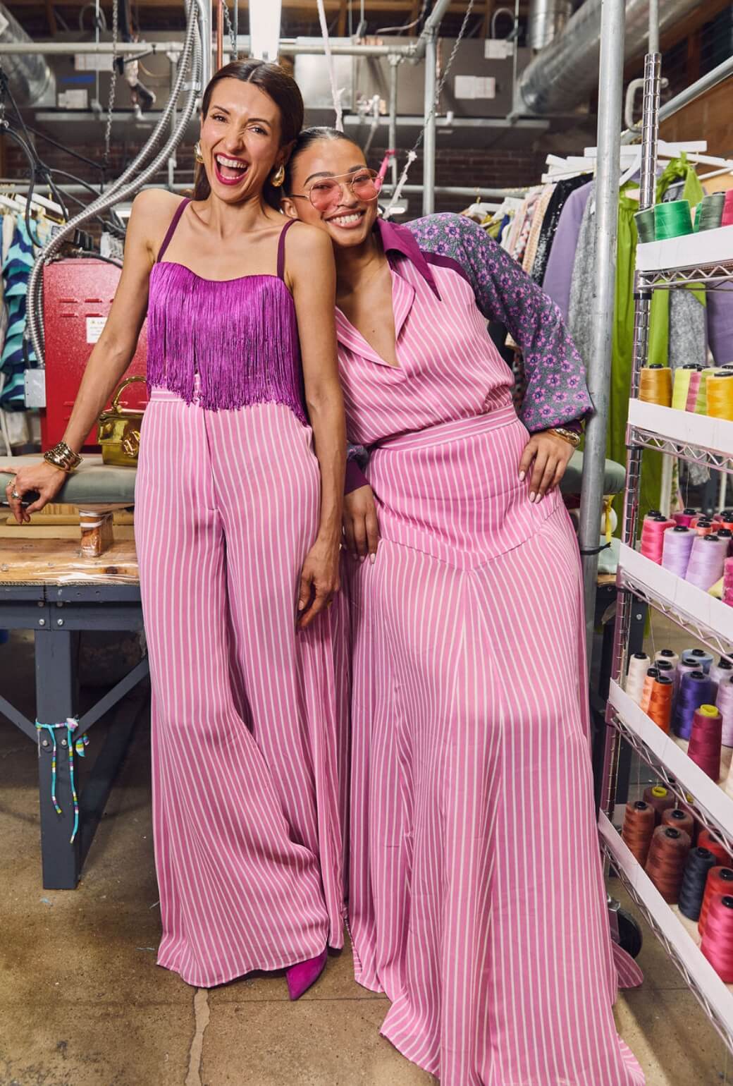 Buru x India The Picadilly Pant - Pink Pinstripe - BURU