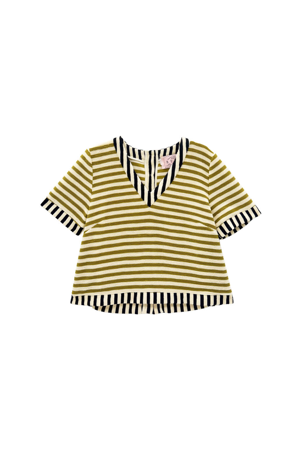 The Onasis Top - Moss & Black Striped Terry - BURU