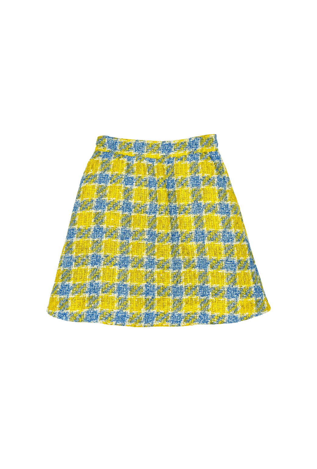 Flat Front MINI Skirt - Plaid Twinkle Tweed - BURU