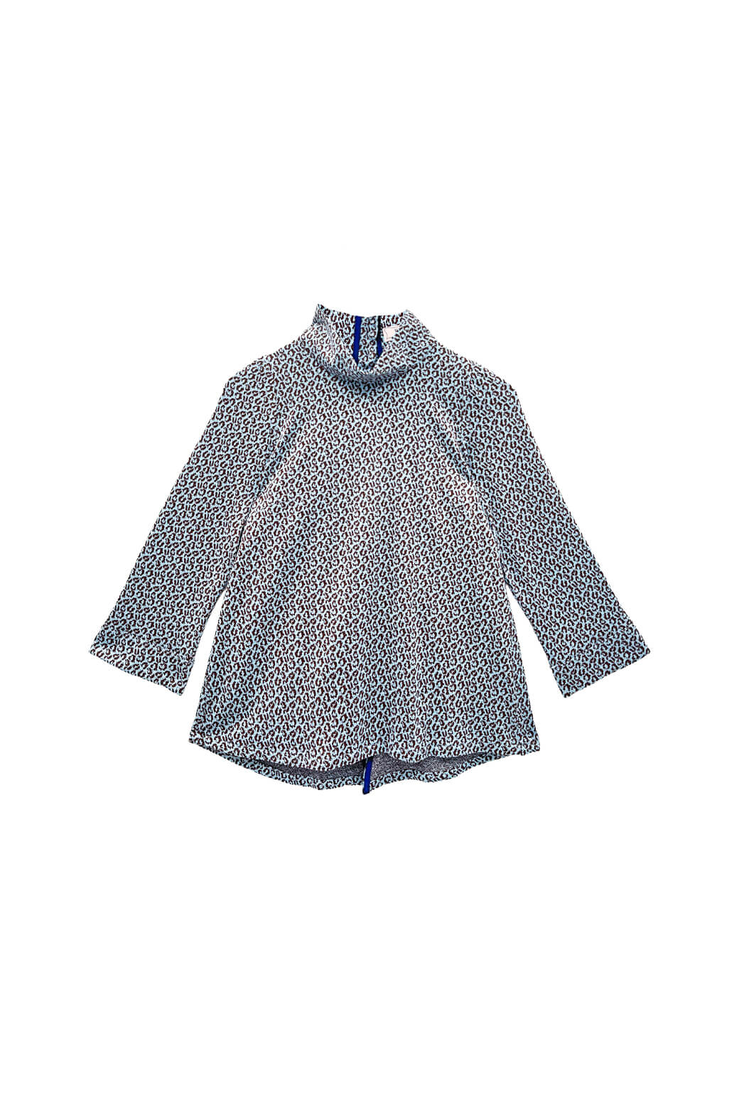 Long Sleeve Mod Top - Blue & Brown Cheetah Knit - BURU