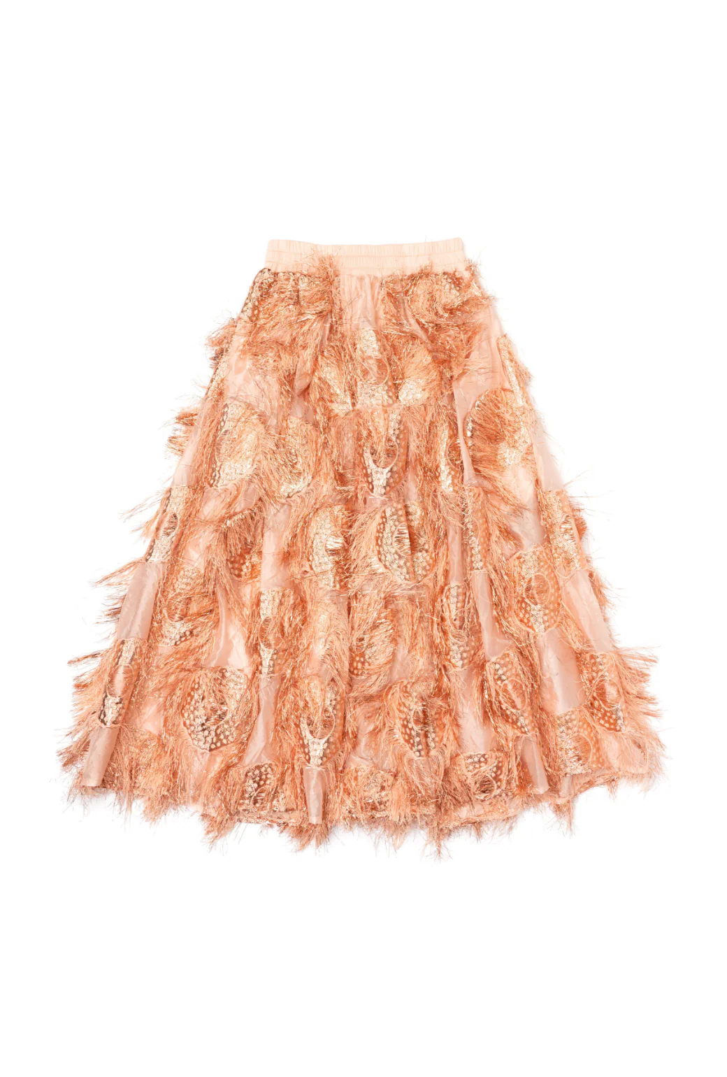 Eyelash Elastic Waist Skirt - Rose Gold - BURU