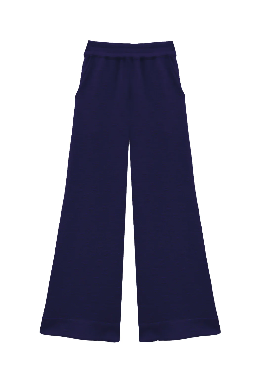 Wide Leg Knit Trouser - Navy Faille Knit - BURU