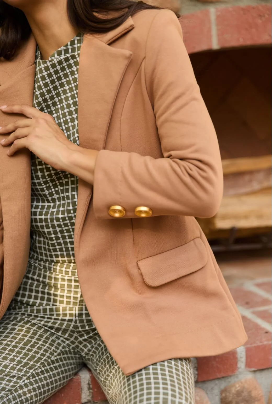 Boyfriend Blazer - Caramel Knit - BURU