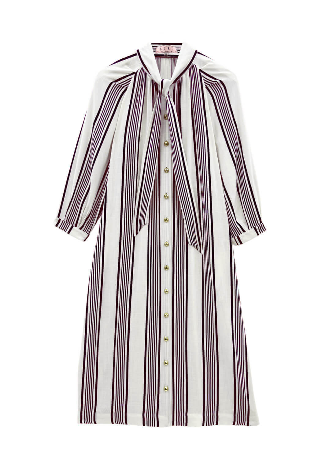 Buru x Val Bow Housecoat - Black & White Stripe - BURU