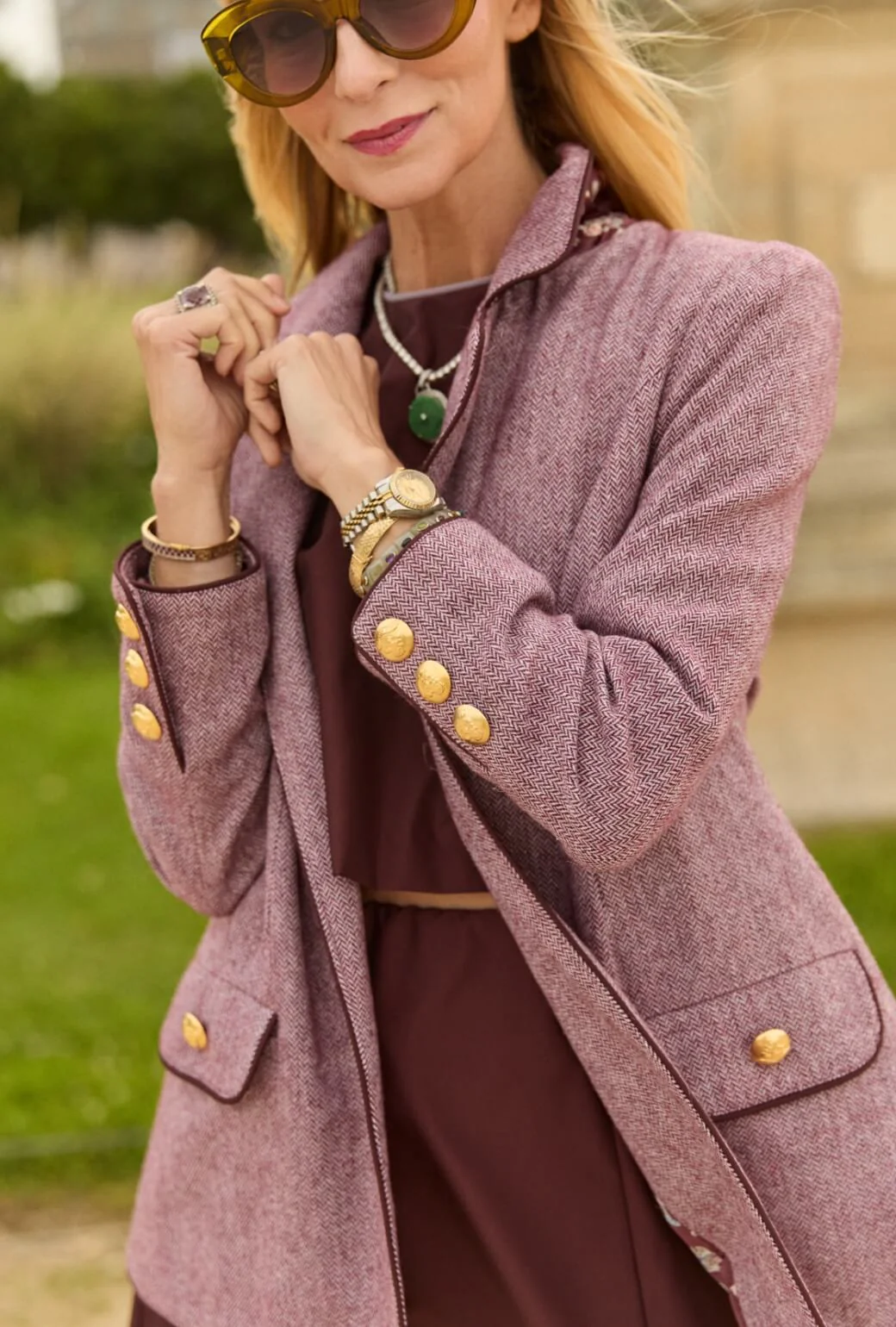 Boyfriend Blazer - Burgundy Herringbone - BURU