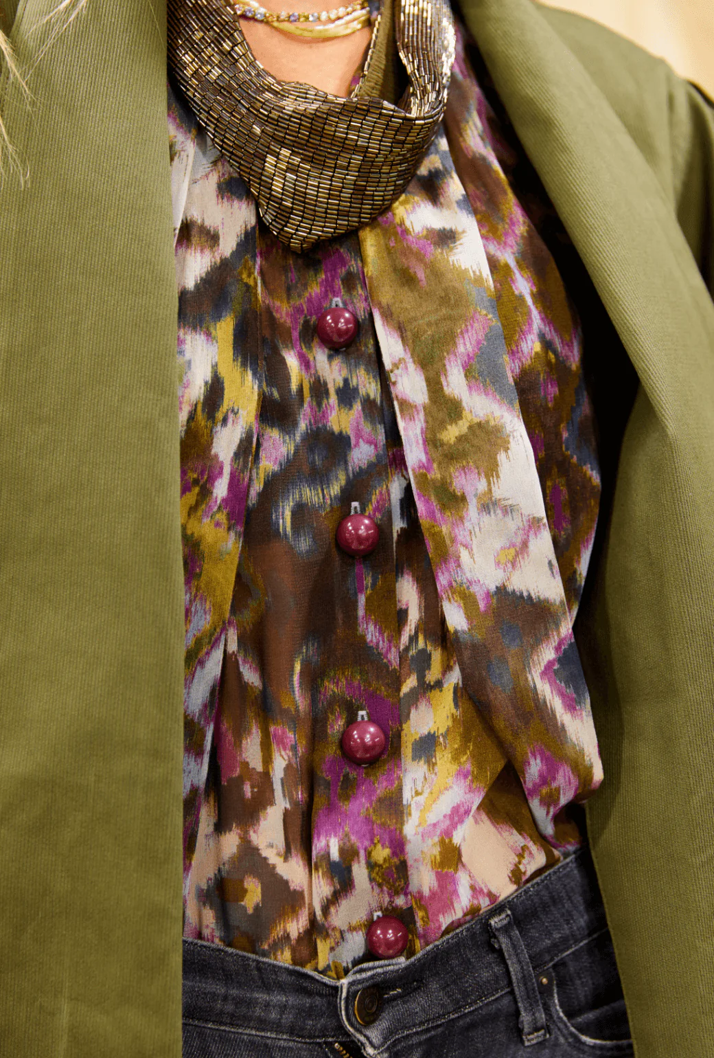 BURU x Mignonne Gavigan Bow Blouse - Ikat - BURU