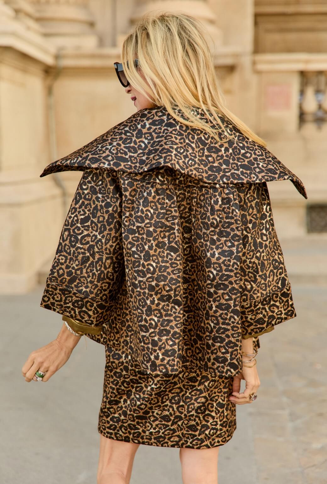 Cropped Grace Coat - Leopard Print Lurex - BURU