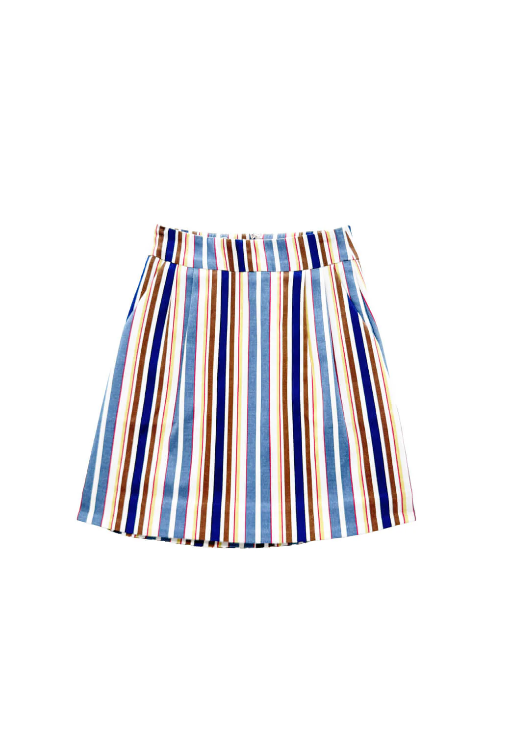 Maggie Mini Skirt - Brown Stripe Twill - BURU