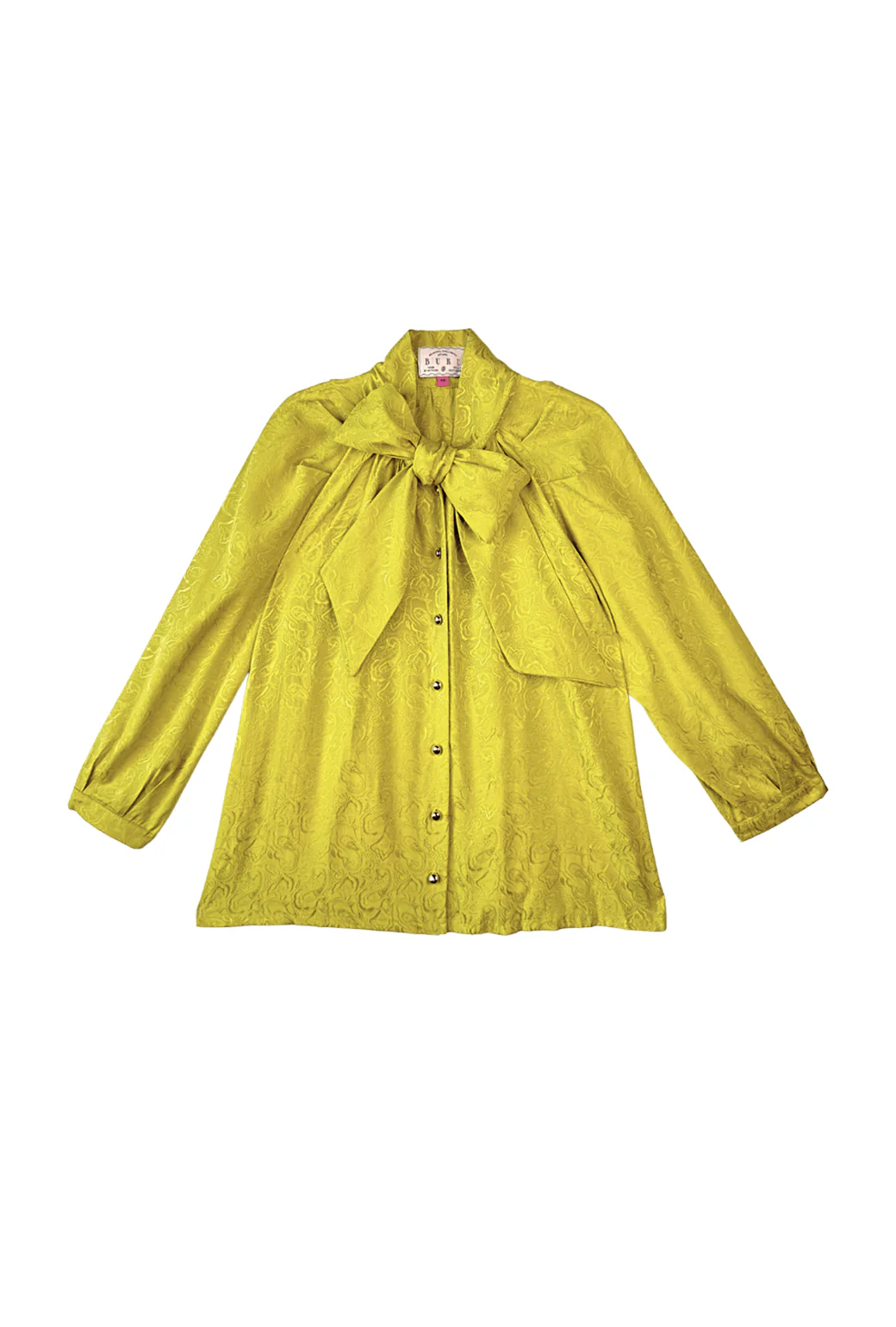 Big Bow Blouse - Chartreuse Paisley - BURU
