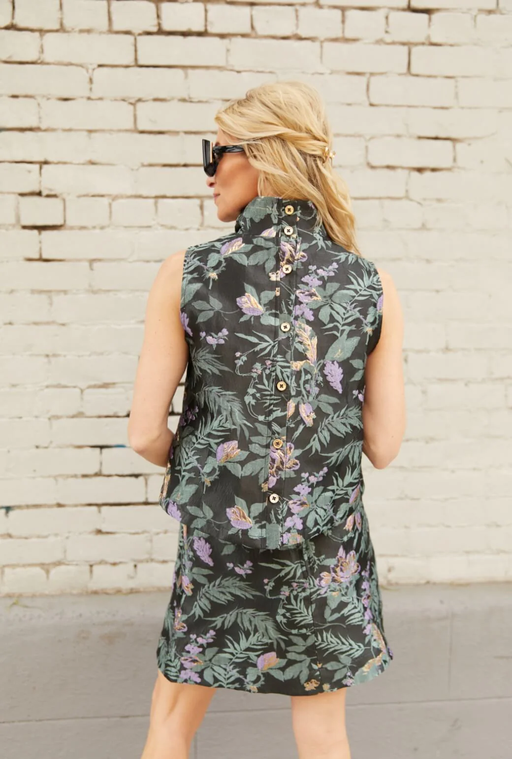 Everyday MINI Skirt - Sage & Lilac Brocade - BURU