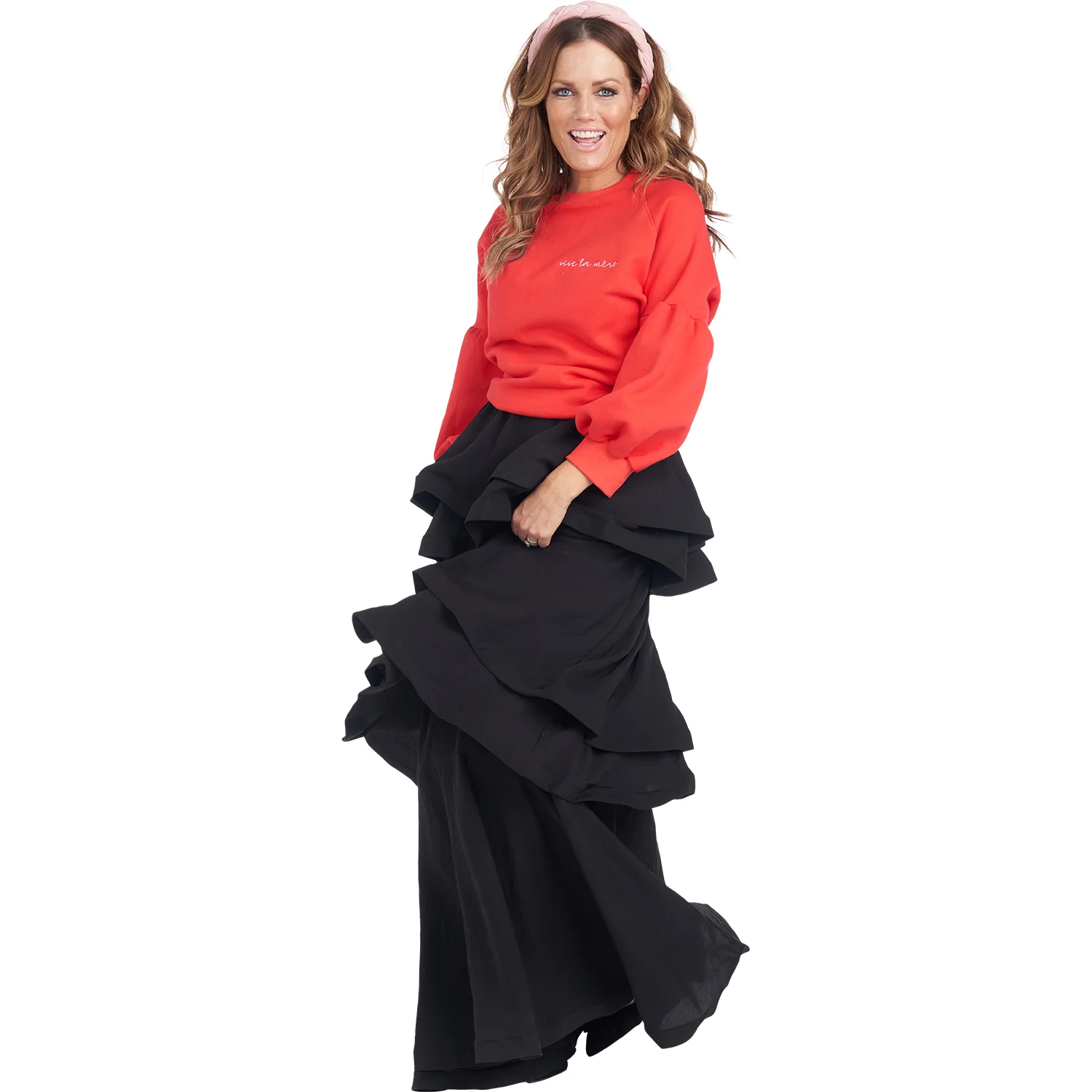 Teagan Tiered Skirt - Black - BURU