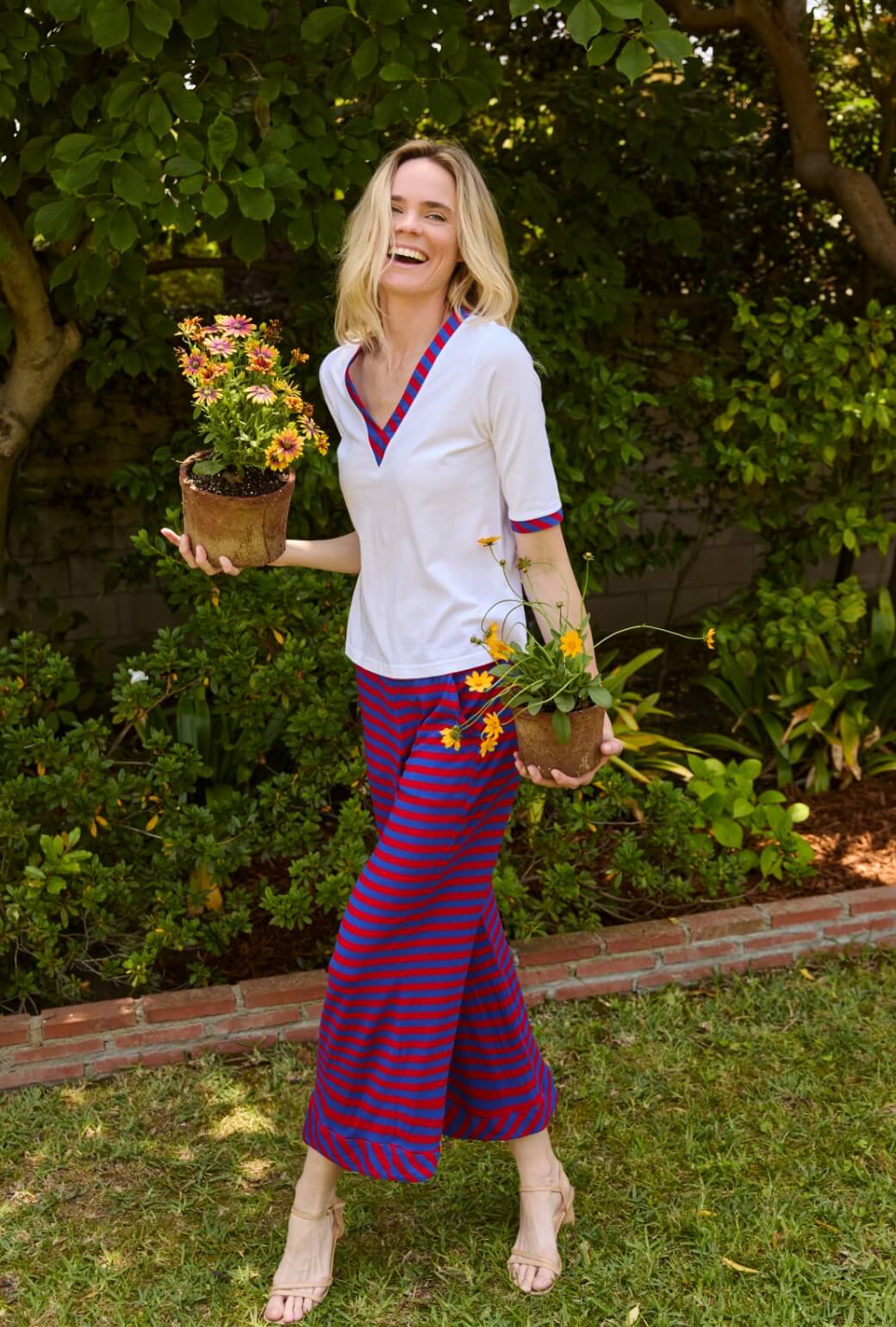 Contrast Tee - Blue & Red Stripe - BURU