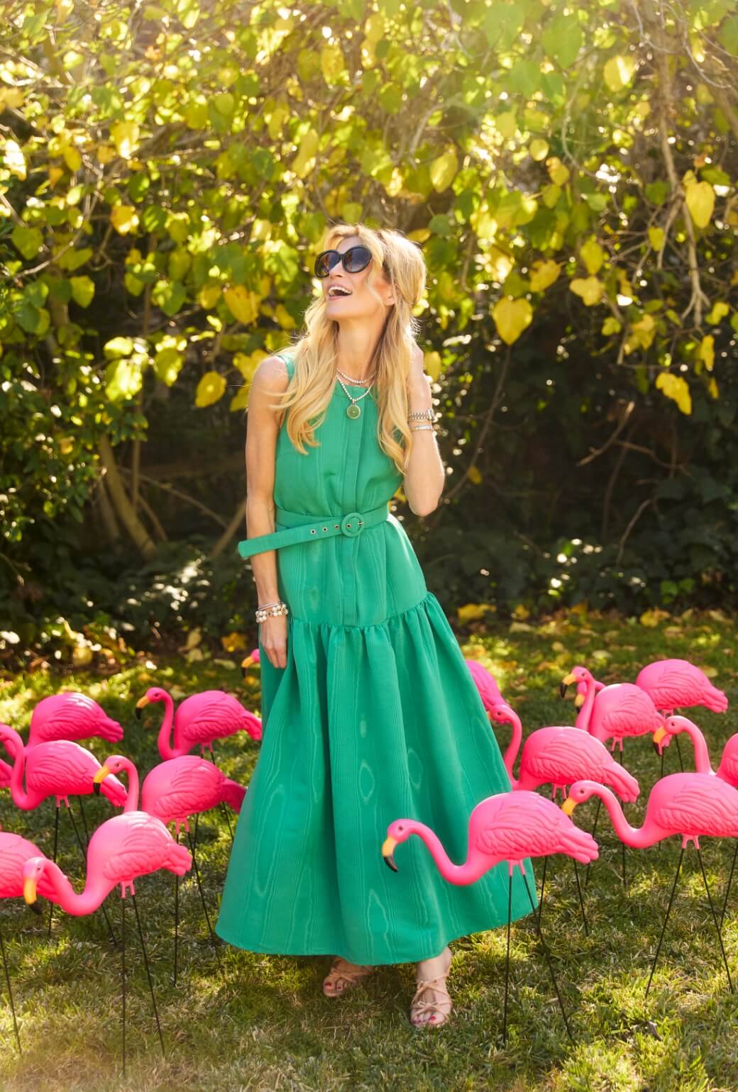 The Drop Waist Gown - Green Moiré - BURU