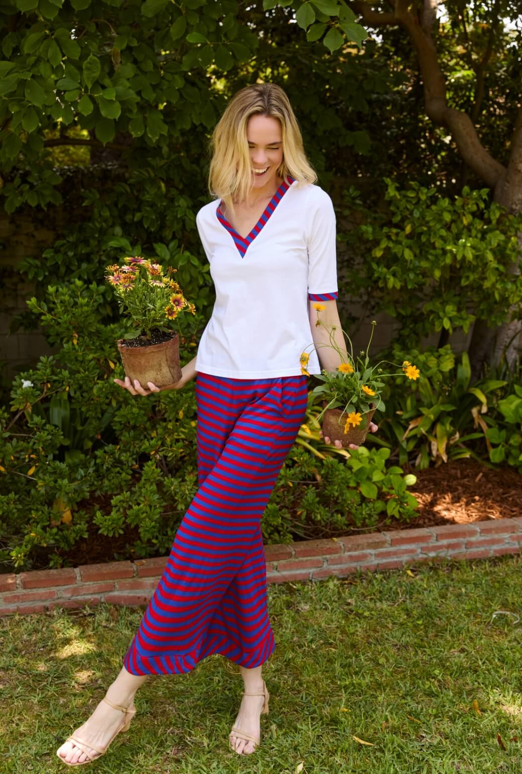 Contrast Tee - Blue & Red Stripe - BURU