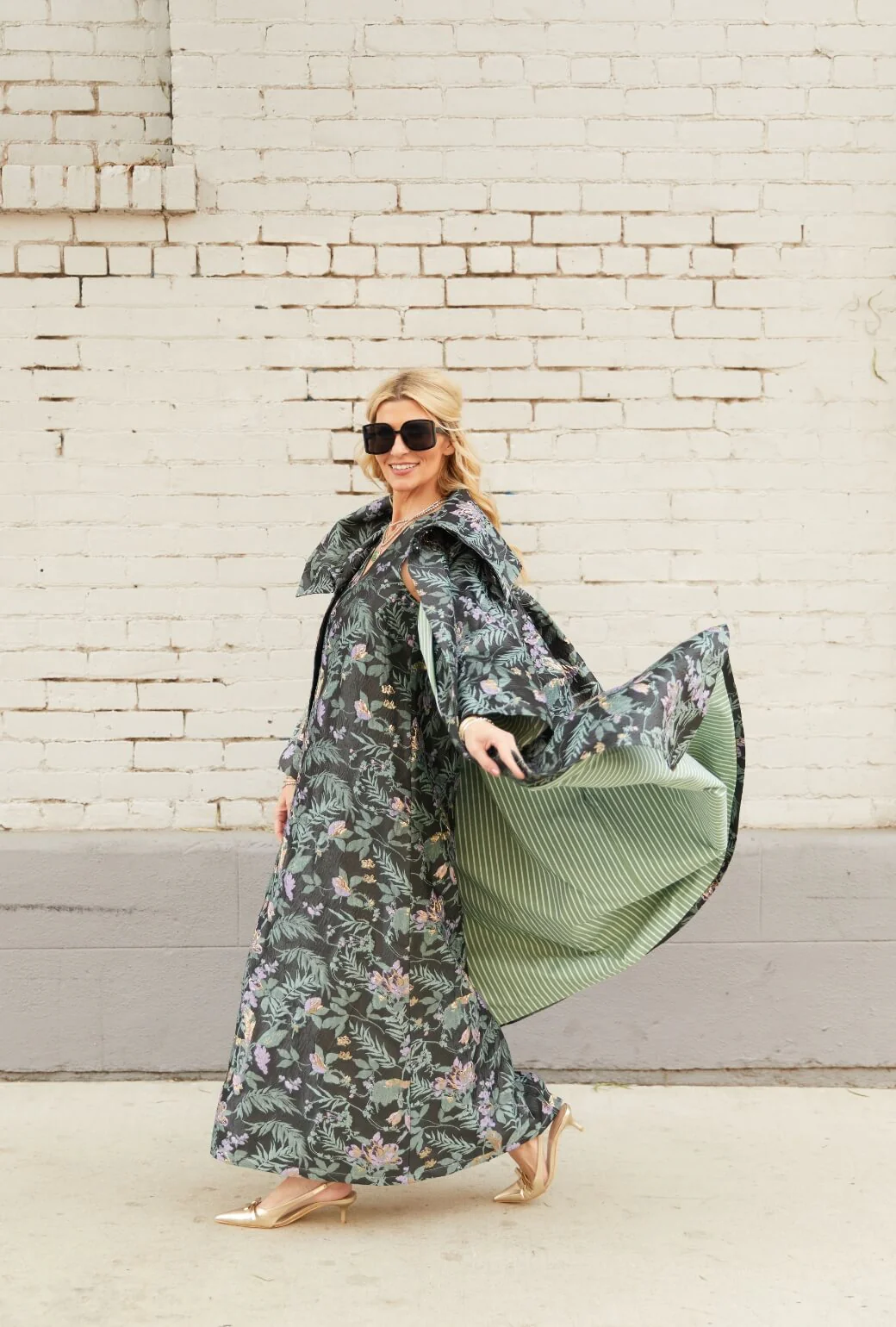 Le V Gown - Sage & Lilac Brocade - BURU