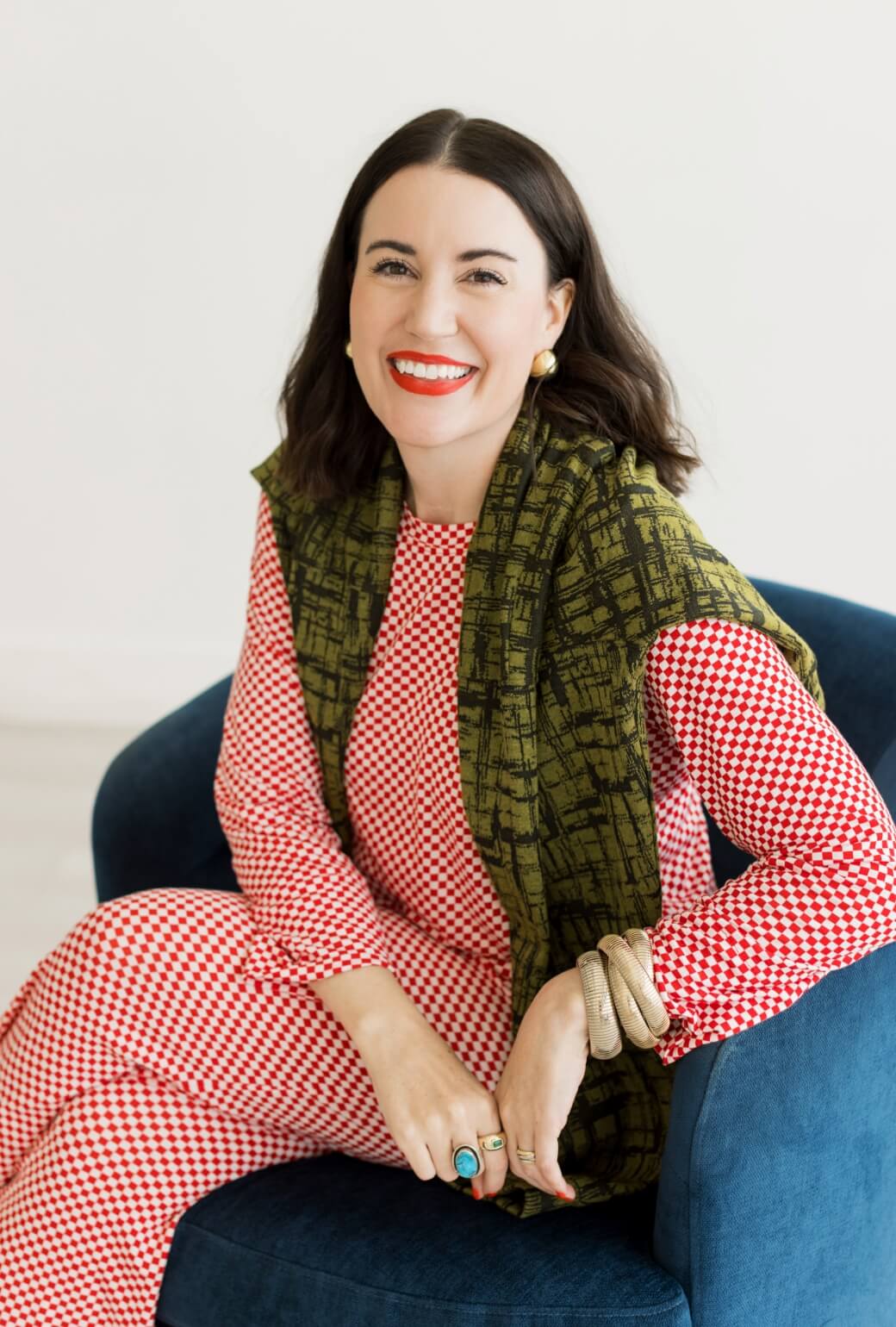 Buru x Val Crew Neck Tee - Red & White Checkerboard - BURU