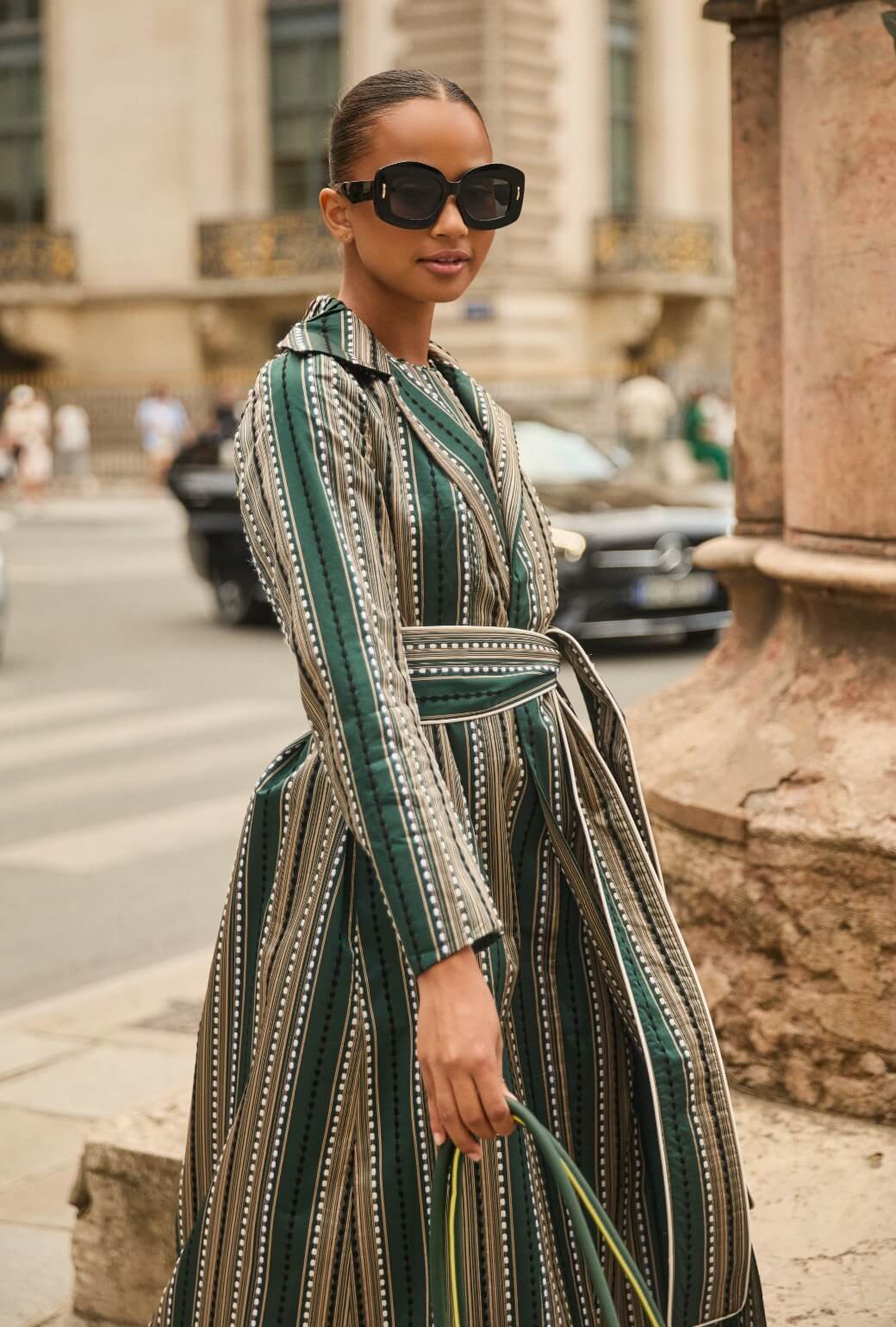 Evening Coat - Green Embroidered Silk - BURU