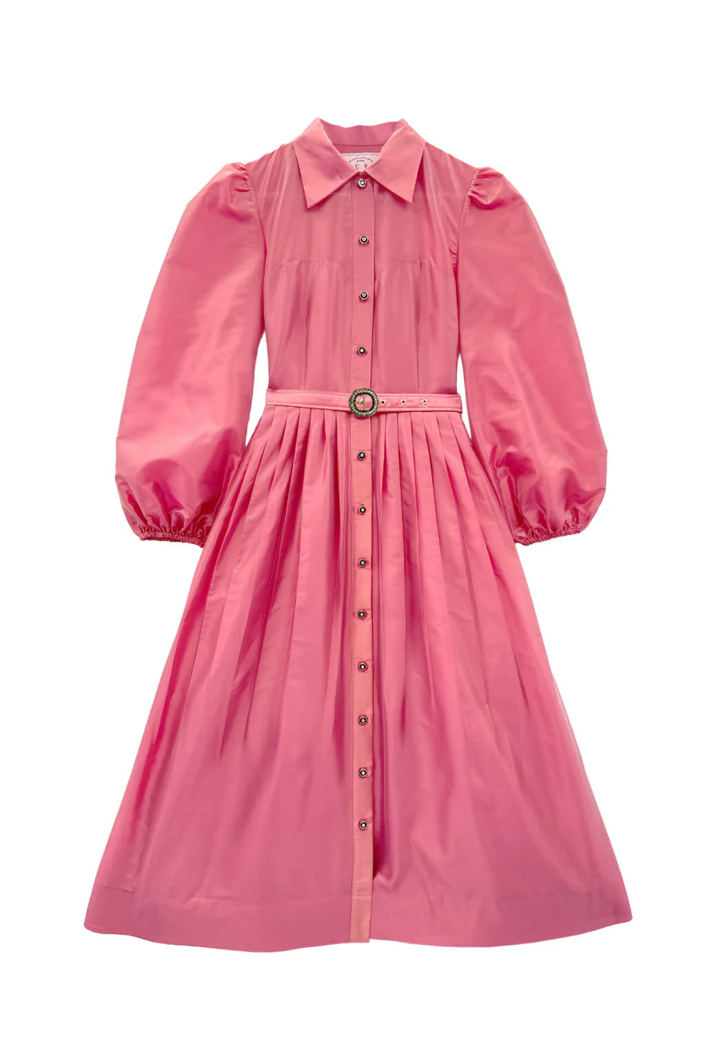 Buru x Anna Kloots Puff Sleeve Shirtdress - Pink Shimmer Taffeta - BURU