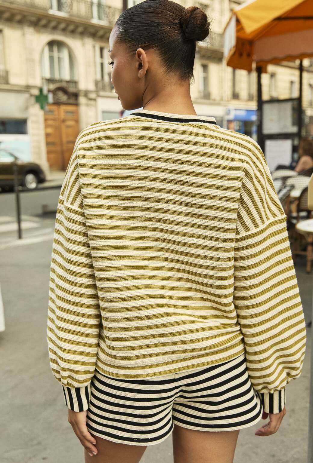 Snappy Pullover - Moss Striped Terry - BURU