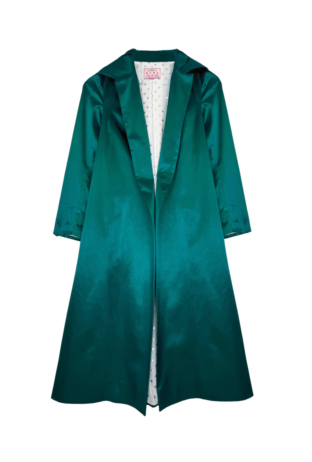 Evening Coat - Green Satin - BURU