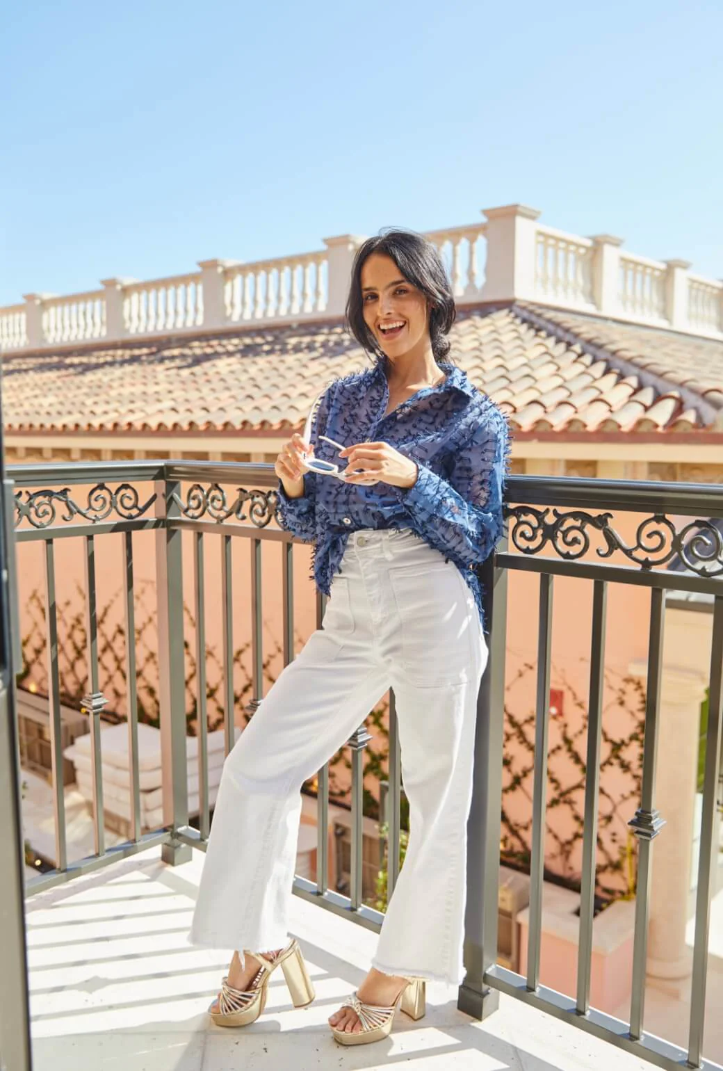 Mel Button Down Shirt - Navy Bows - BURU