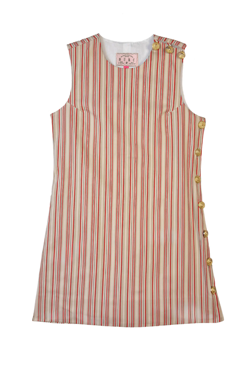 Buru x Megan Stokes Jackie Dress - Poppy and Brown Stripe - BURU