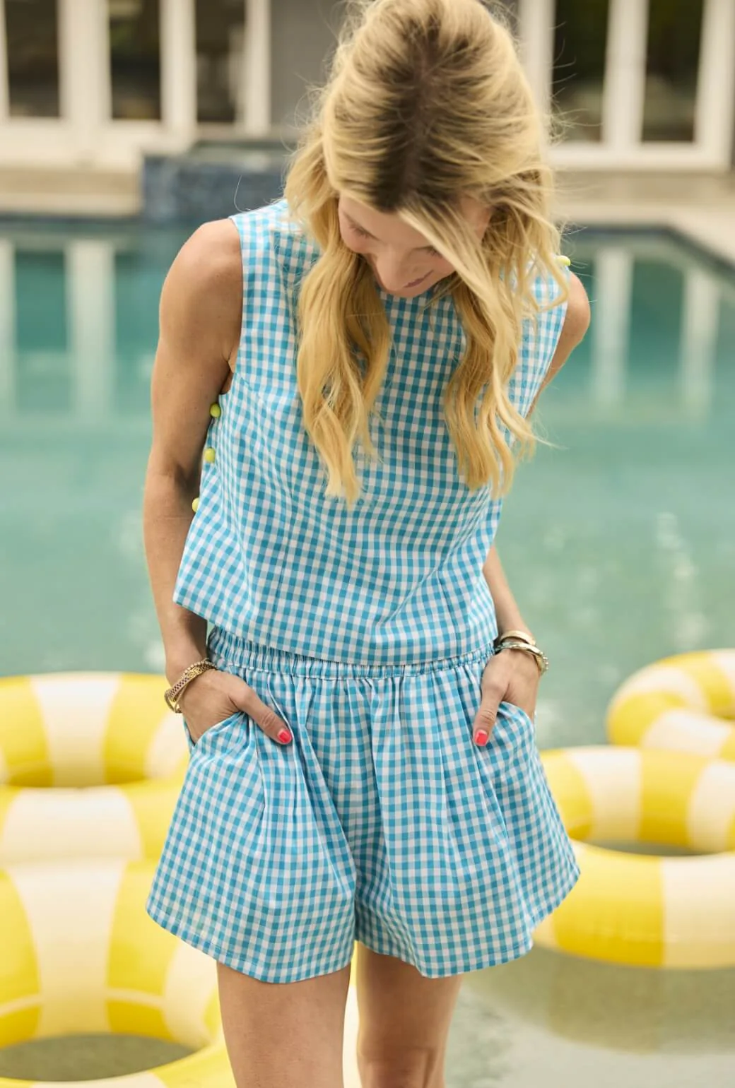 Everyday Shorts - Turquoise Gingham - BURU