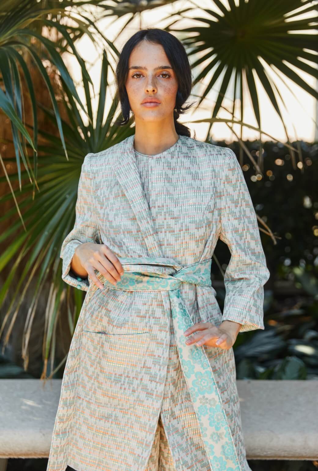 Walking Coat - Aqua Channels Brocade - BURU