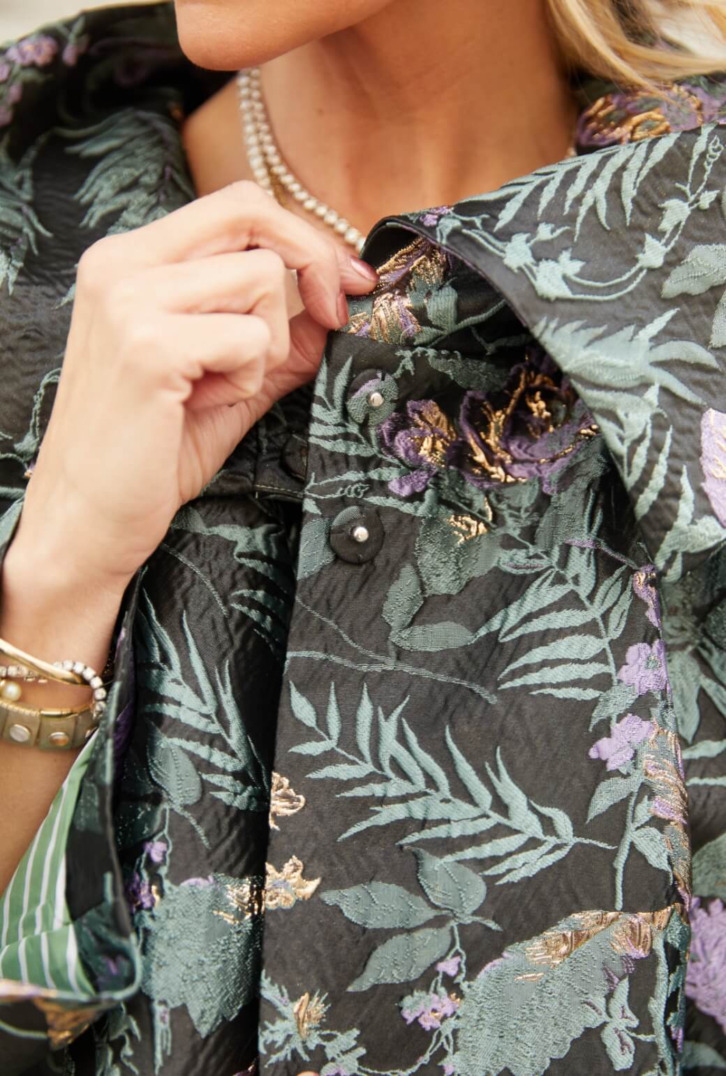 The Grace Coat - Sage & Lilac Brocade - BURU