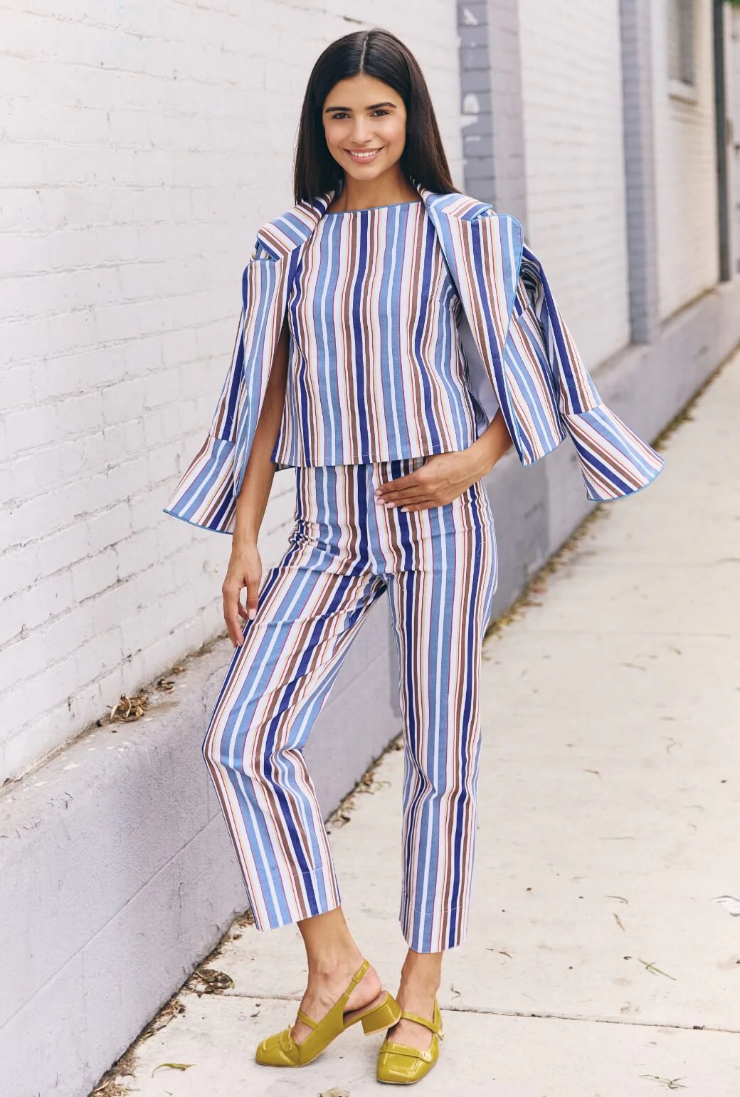 The Farrow Top - Brown Stripe Twill - BURU