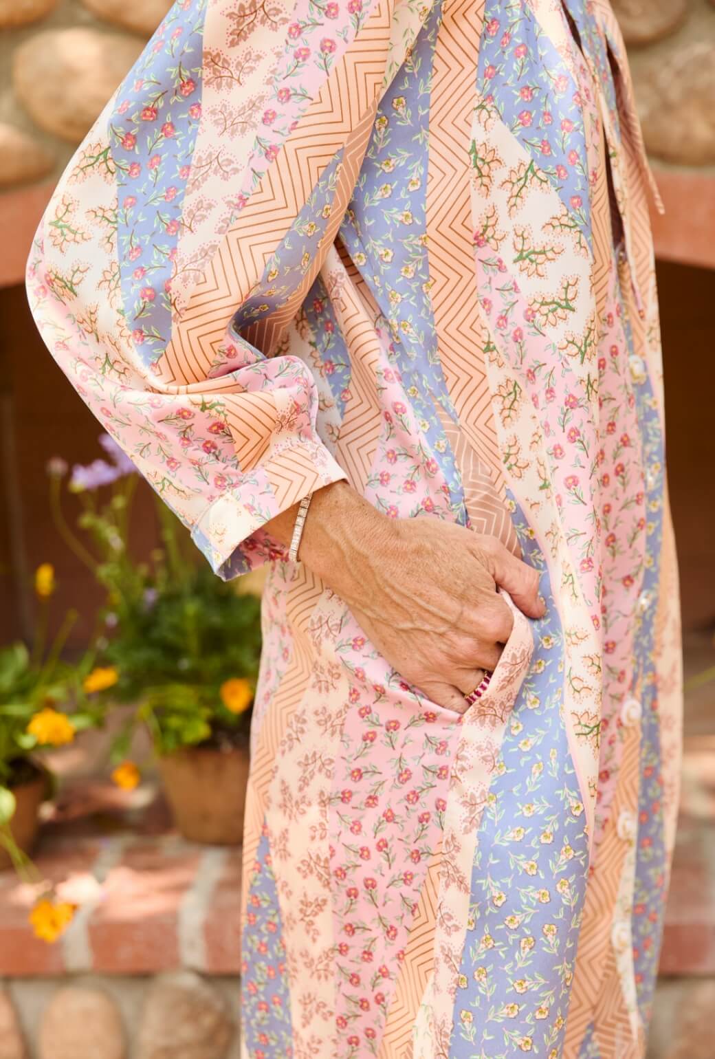 Bow Housecoat - Patchwork Pink - BURU