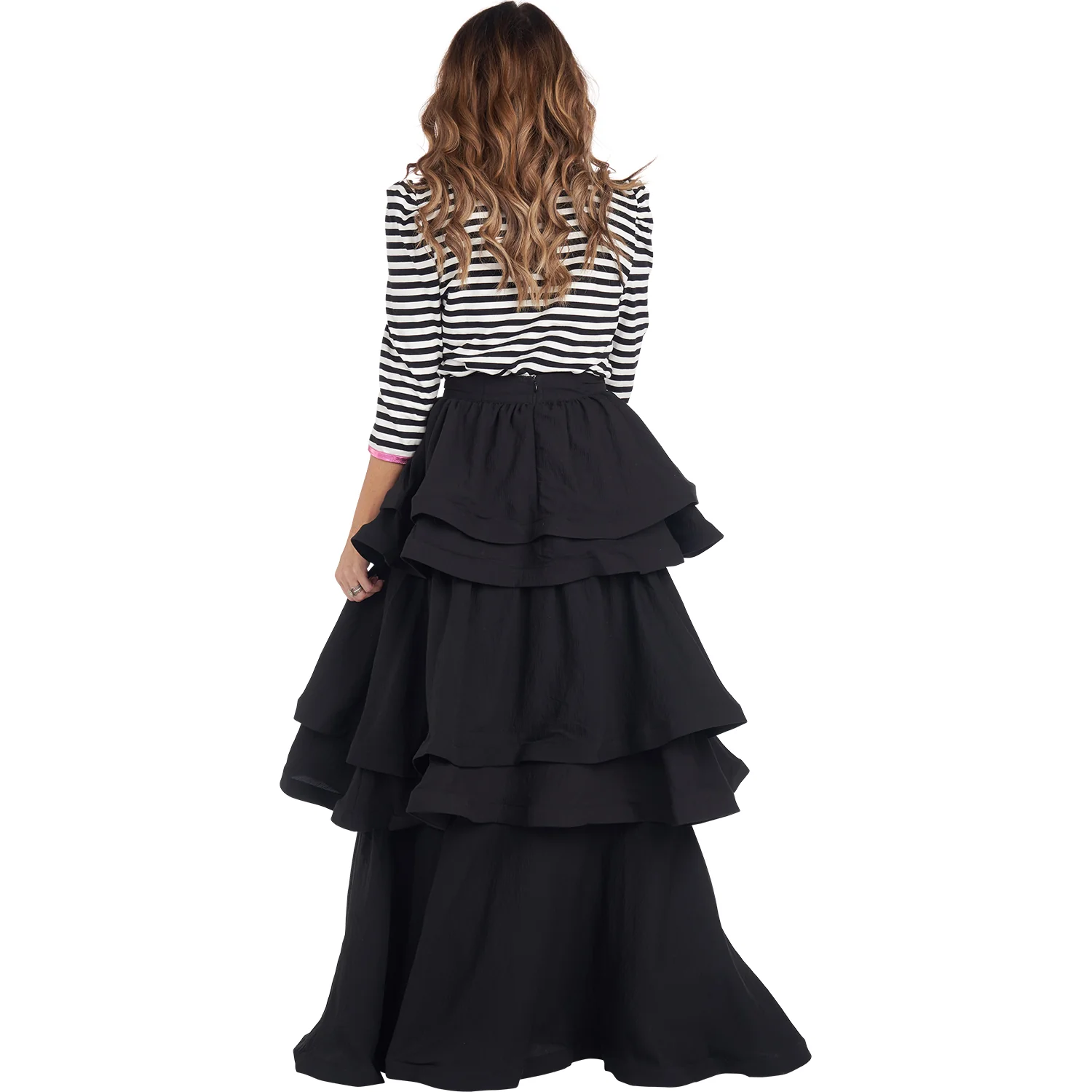 Teagan Tiered Skirt - Black - BURU