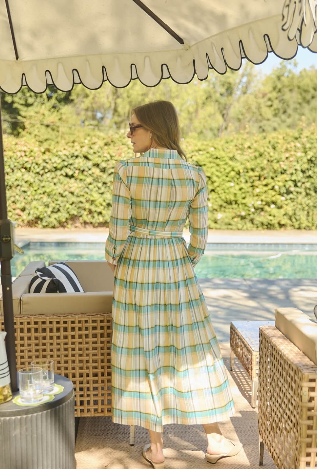 Long Sleeve Shirtdress - Silk Plaid - BURU