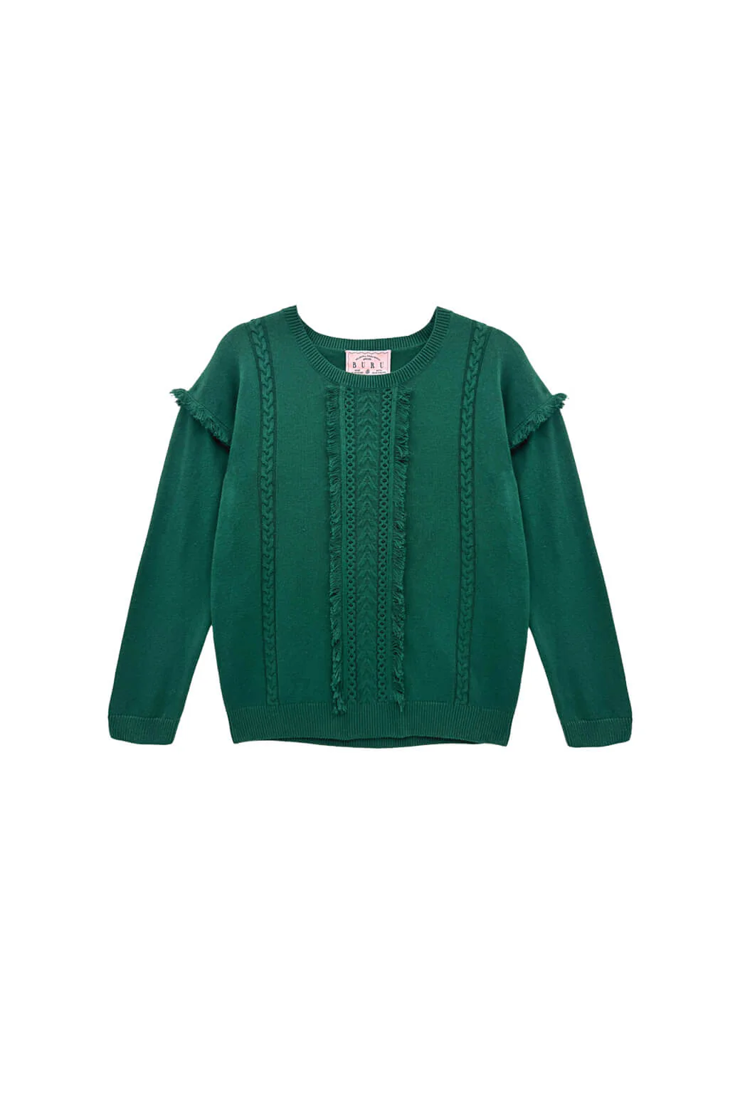 The Olive Fringe Sweater - BURU Deep Green Knit - BURU
