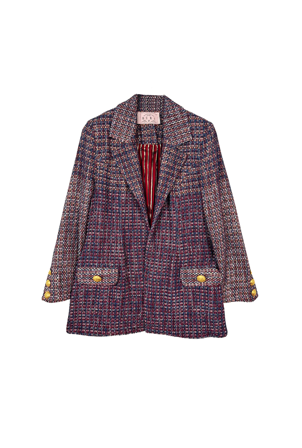 Boyfriend Blazer - Cranberry Tweed - BURU