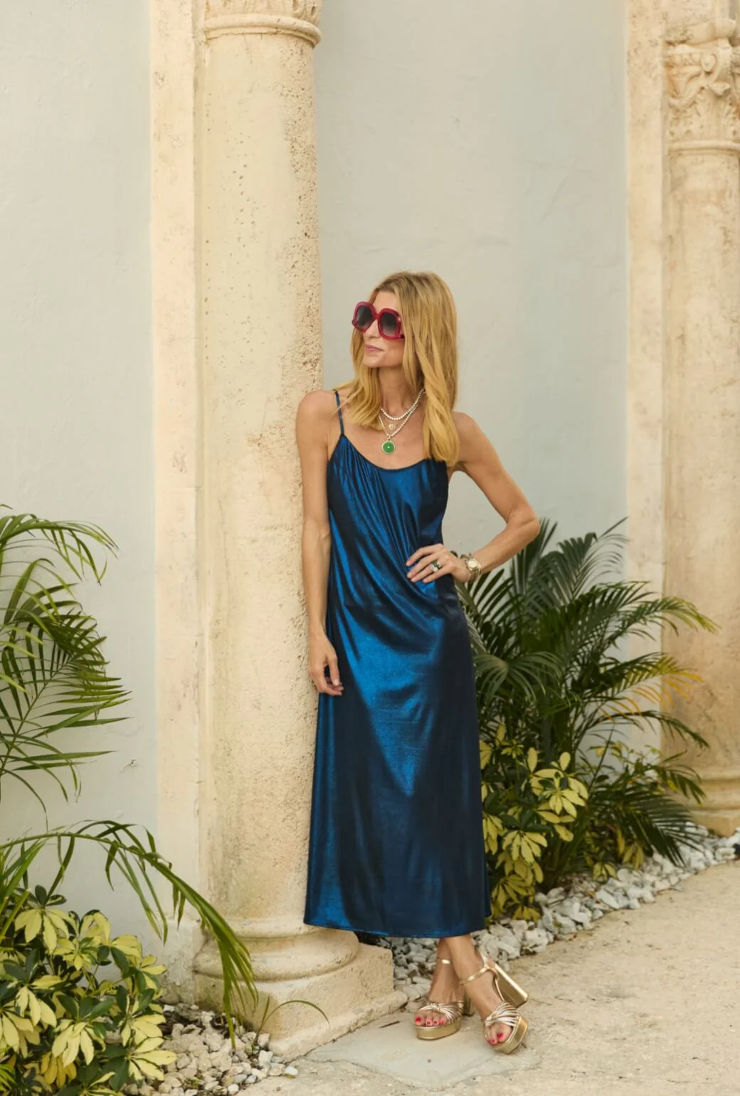 Slip Dress - Cobalt Lurex - BURU