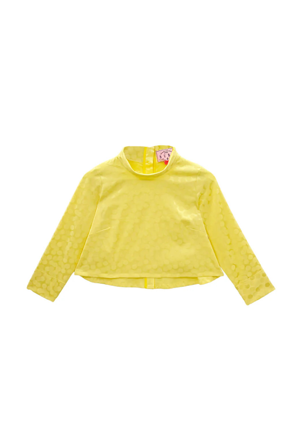 Long Sleeve Twiggy Top - Yellow Satin Polka Dot - BURU