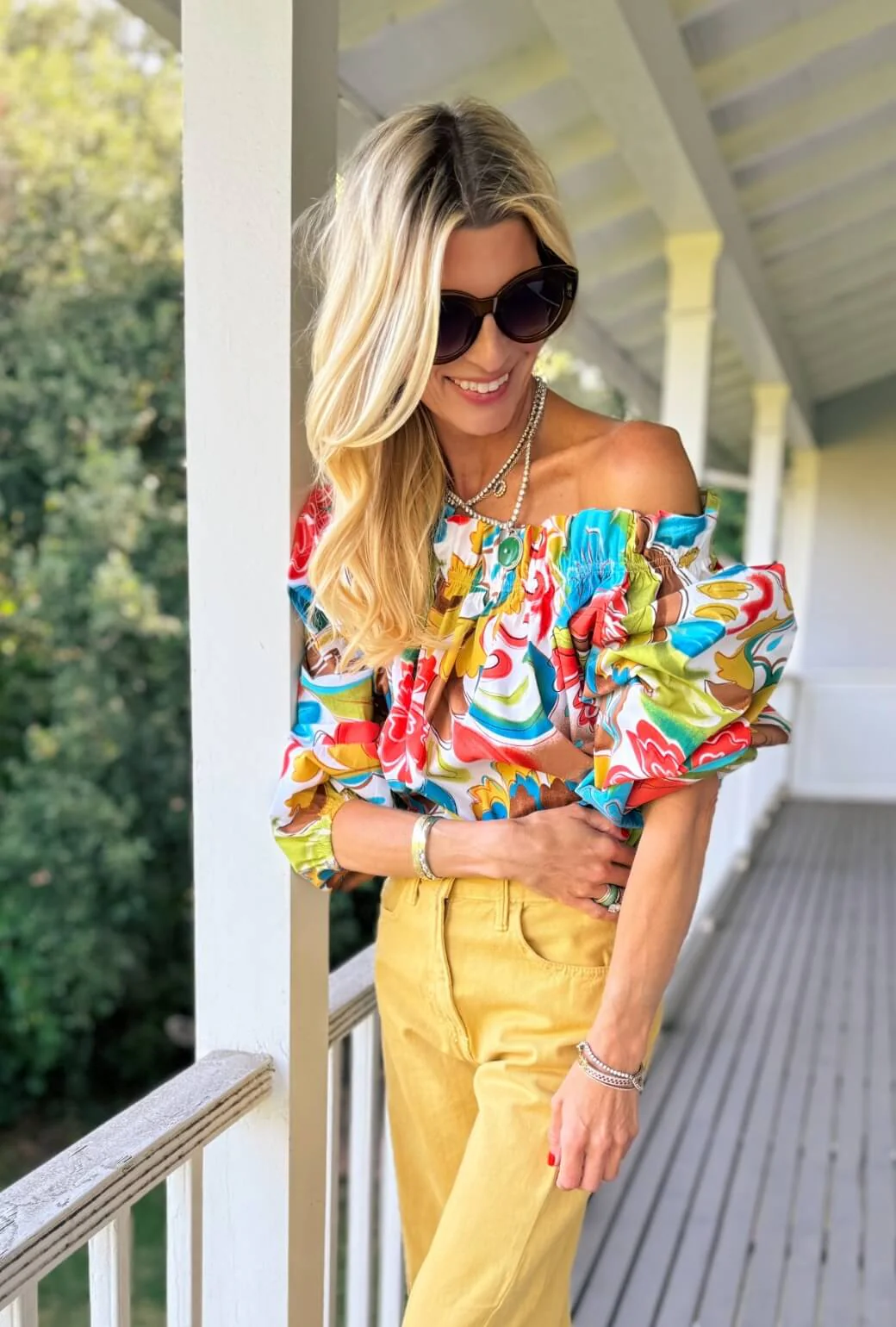 Button Back Bettie Ann Blouse - Graffiti - BURU