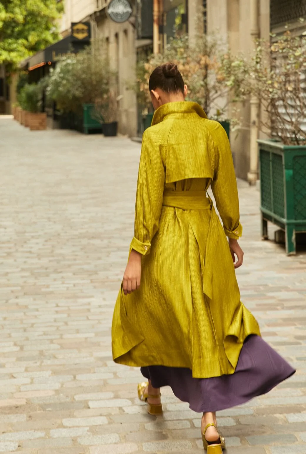 Trench Coat - Ribbed Chartreuse - BURU
