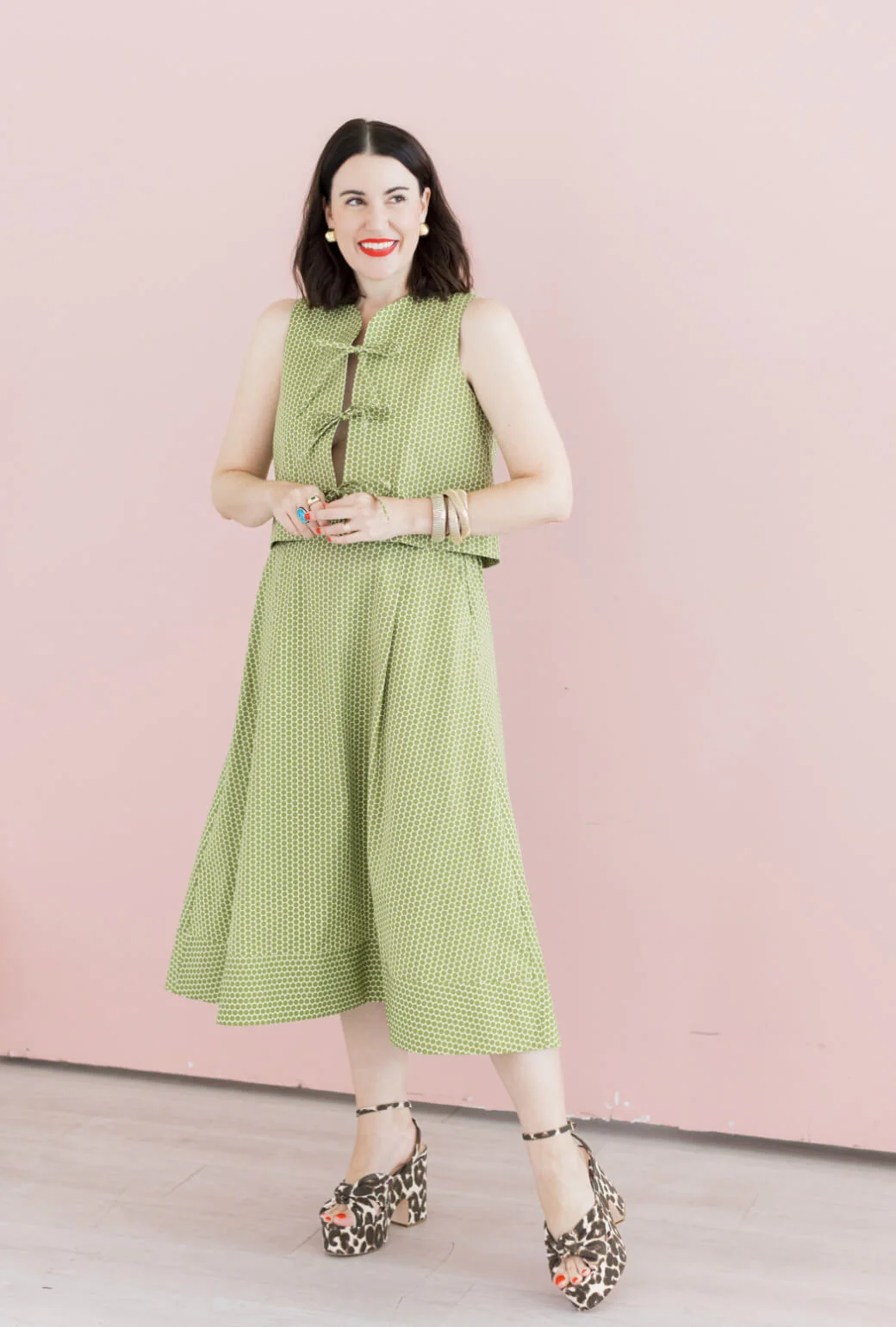 Buru x Val The Fife Vest - Green Polka Dot - BURU