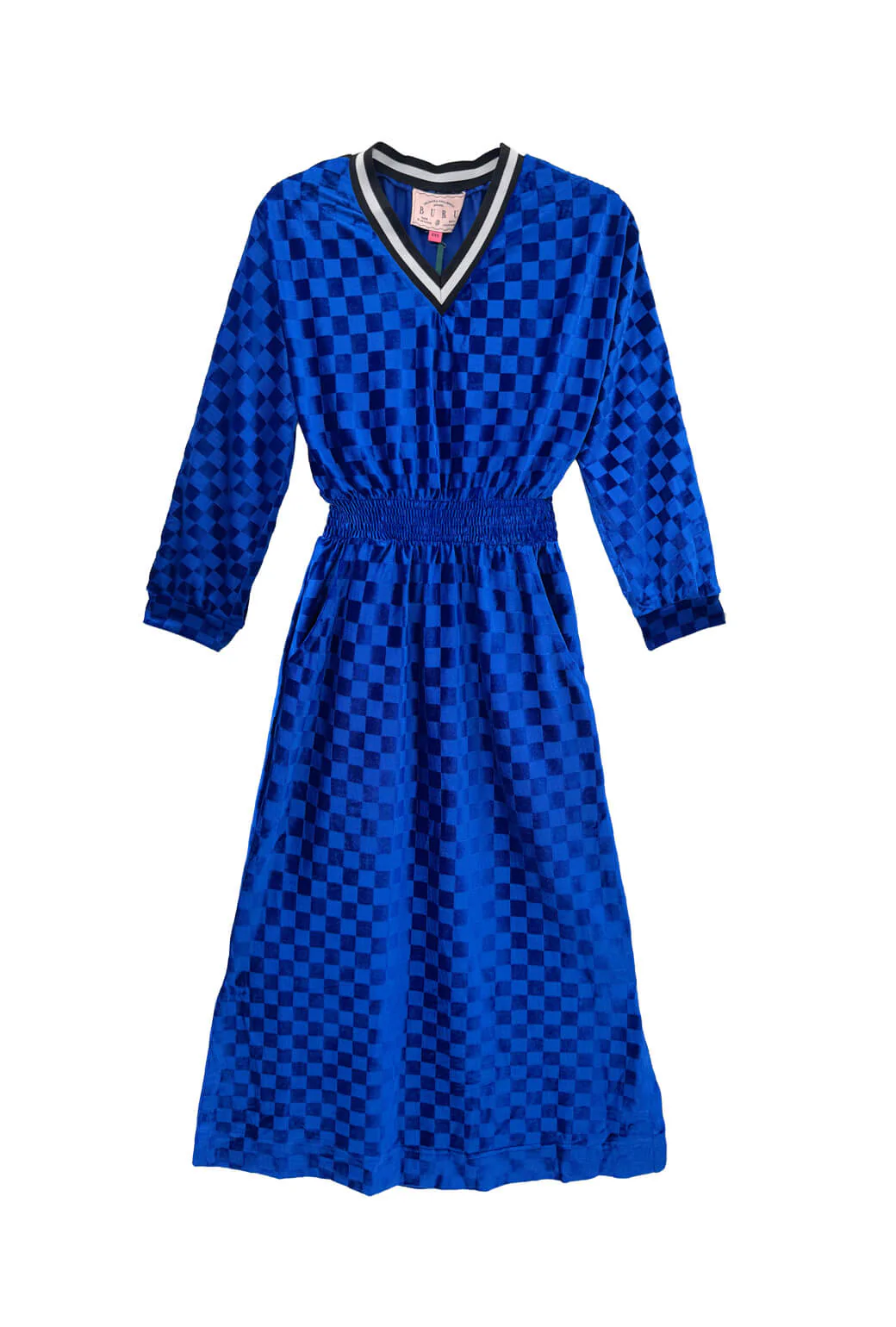 Track Dress - Cobalt Checkerboard Velour - BURU
