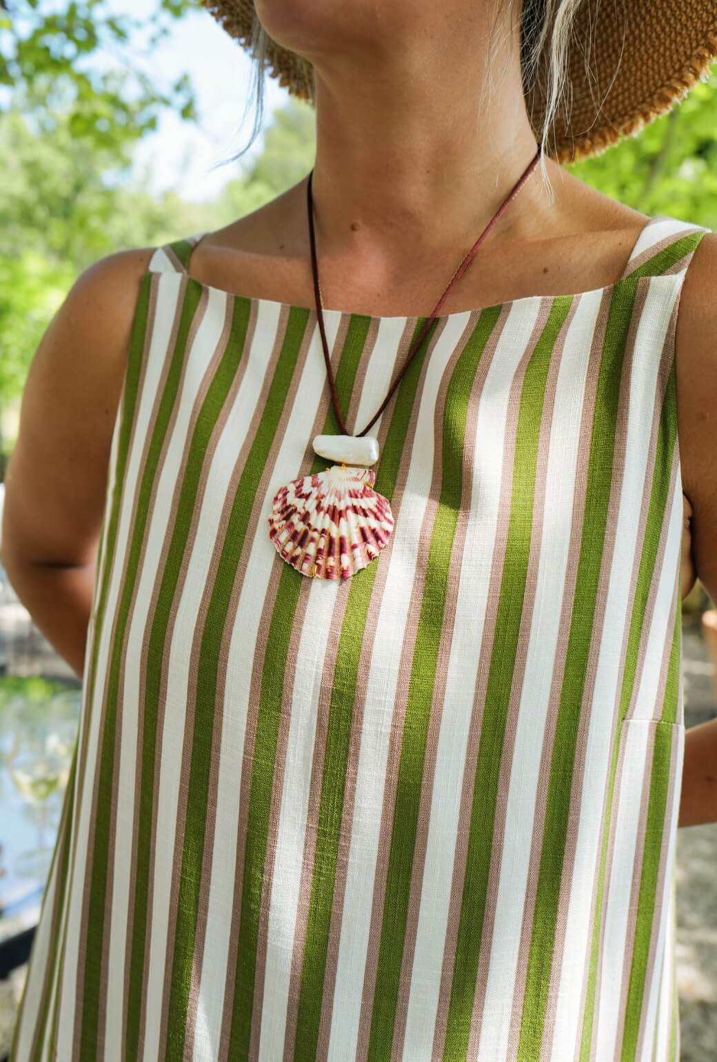 Buru x Megan Stokes The Megan MINI Dress - Green & Brown Stripe - BURU