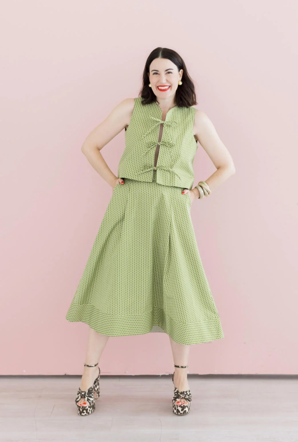 Buru x Val The Fife Vest - Green Polka Dot - BURU